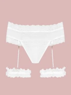 Satin String GEISHA PJ Mit Strumpfbändern Von Cadolle -Marlies Dekkers Verkaufsgeschäft 4500ga cage geisha elfenbein cadolle 4