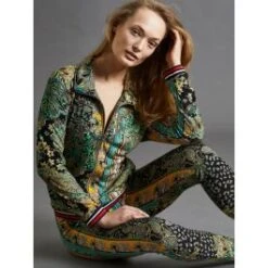 Jersey Freizeitanzug 2tlg. CHATEAU DE VERSAILLES Grün Schwarz Von Fürstenberg