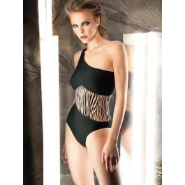 Assymetrischer Badeanzug ETOILER Schwarz-creme Von Nicole Olivier 3 Assymetrischer Badeanzug ETOILER Schwarz-creme Von Nicole Olivier