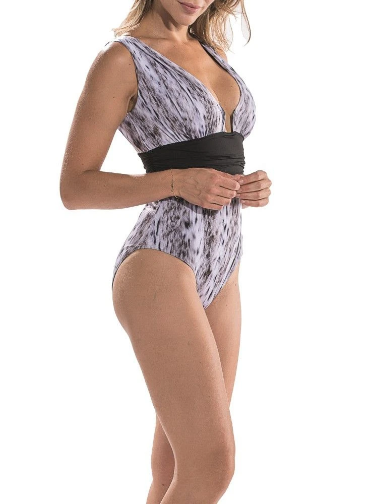 Träger Badeanzug MOLTO Grau-weiß Von Nicole Olivier 5 Träger Badeanzug MOLTO Grau-weiß Von Nicole Olivier – Bild 3