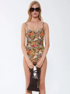 Badeanzug ZEBRA IN PARADISE Apricot Grün Von Fürstenberg -Marlies Dekkers Verkaufsgeschäft badeanzug pfirsich bunt 243 38330 fuerstenberg