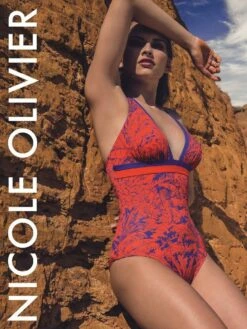 Träger Badeanzug MATOU Koralle-lila Von Nicole Olivier -Marlies Dekkers Verkaufsgeschäft badeanzug rot lila matou nicole olivier 2