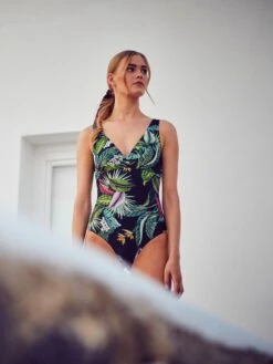 Triangel-Badeanzug EXOTIC LEAVES Schwarz Grün Von Fürstenberg -Marlies Dekkers Verkaufsgeschäft badeanzug schwarz bunt 245 38222 fuerstenberg 2