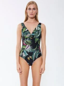 Triangel-Badeanzug EXOTIC LEAVES Schwarz Grün Von Fürstenberg -Marlies Dekkers Verkaufsgeschäft badeanzug schwarz bunt 245 38222 fuerstenberg