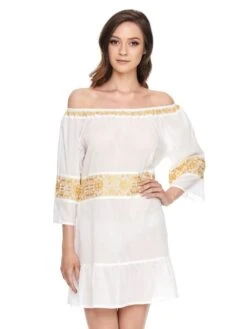 Baumwolle Batist Strandtunika JÖRDIS Mit Stickerei Von Gattina -Marlies Dekkers Verkaufsgeschäft baumwolle tunika joerdis weiss gold 391198 gattina 2