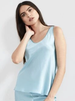 100% Seide Camisole Top KLASSIK SATIN Unifarben Von Eva B. Bitzer -Marlies Dekkers Verkaufsgeschäft camisole top seide crystal blue 27318232 klassik satin eva b bitzer 9