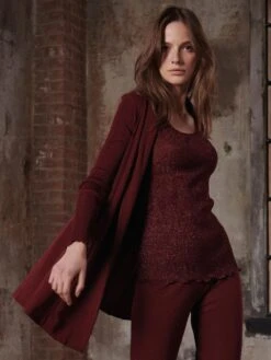 Merino Wolle-Seide CARDIGAN Strickjacke Von Oscalito -Marlies Dekkers Verkaufsgeschäft cardigan lang wolle seide bordeaux 3463 oscalito 2 1