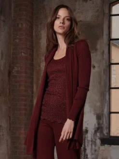 Merino Wolle-Seide CARDIGAN Strickjacke Von Oscalito -Marlies Dekkers Verkaufsgeschäft cardigan lang wolle seide bordeaux 3463 oscalito 1