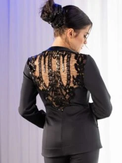 Jacke AMIENS Schwarz Von RCrescentini Notre Dame -Marlies Dekkers Verkaufsgeschäft jacke satin pailetten amiens schwarz notredame rcrescentini 3