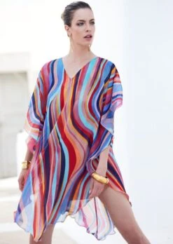 Chiffon Kaftan MULTICOLOR WAVES Bunt Von Luna Di Seta -Marlies Dekkers Verkaufsgeschäft kaftan multicolor vlst60913 luna di seta 8
