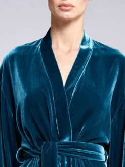 Seide-Viscose Samt Kimono DANY Von Vivis -Marlies Dekkers Verkaufsgeschäft kimono kurz v00038 dany blau vivis 5 2