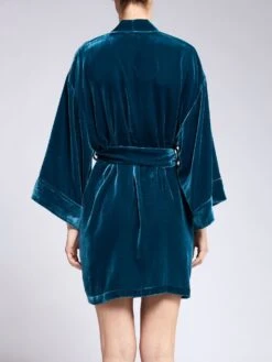 Seide-Viscose Samt Kimono DANY Von Vivis -Marlies Dekkers Verkaufsgeschäft kimono kurz v00038 dany blau vivis 6 2