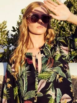 Viscose Tunika EXOTIC LEAVES Schwarz Grün Von Fürstenberg 8 Viscose Tunika EXOTIC LEAVES Schwarz Grün Von Fürstenberg -Marlies Dekkers Verkaufsgeschäft kleid schwarz bunt 245 31552 fuerstenberg 2