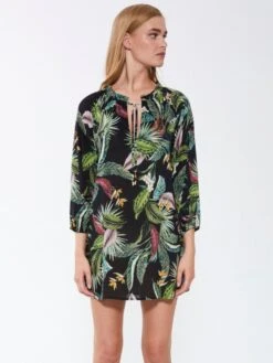 Viscose Tunika EXOTIC LEAVES Schwarz Grün Von Fürstenberg 9 Viscose Tunika EXOTIC LEAVES Schwarz Grün Von Fürstenberg -Marlies Dekkers Verkaufsgeschäft kleid schwarz bunt 245 31552 fuerstenberg