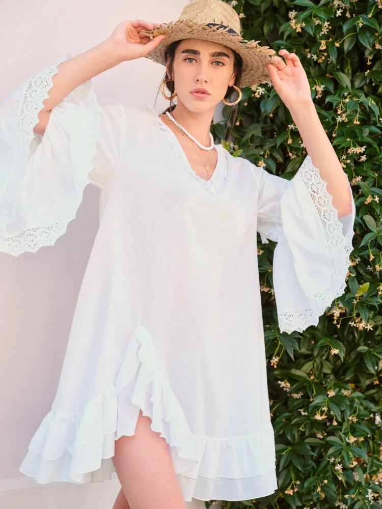 Tunikakleid Kurz BIANCO No. 3 Weiss Von Fiori Di Chiara 4 Tunikakleid Kurz BIANCO No. 3 Weiss Von Fiori Di Chiara – Bild 2