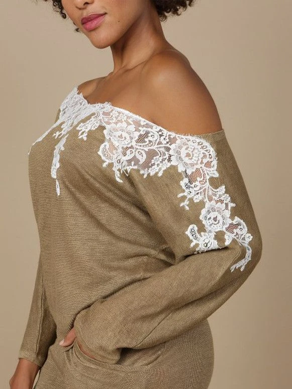 100% Leinen Pullover GLORIA No. 2 Mit Spitze Von Marjolaine 6 100% Leinen Pullover GLORIA No. 2 Mit Spitze Von Marjolaine – Bild 4