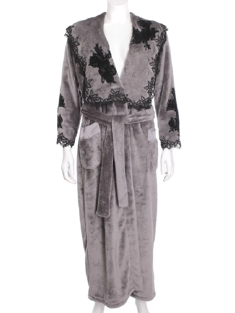 Warmer Hausmantel FREDA Lang Mit Spitze Marjolaine 4 Warmer Hausmantel FREDA Lang Mit Spitze Marjolaine – Bild 2