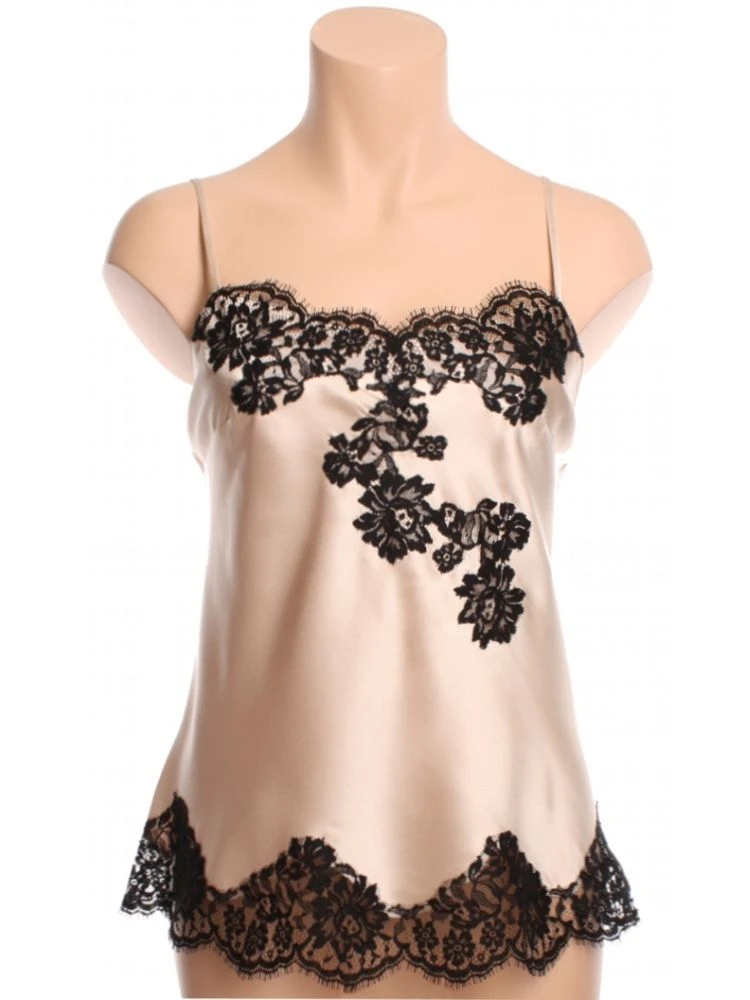 100% Seide Seidentop FLAVIA Mit Caudry Spitze Von Marjolaine 4 100% Seide Seidentop FLAVIA Mit Caudry Spitze Von Marjolaine – Bild 2