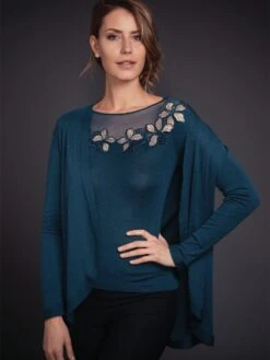 Merinowolle-Seide CARDIGAN Strickjacke Von Artimaglia -Marlies Dekkers Verkaufsgeschäft merino wolle seide cardigan 28204 petrol artimaglia 2 1