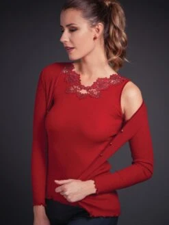 Merinowolle-Seide CARDIGAN Gerippt Von Artimaglia -Marlies Dekkers Verkaufsgeschäft merino wolle seide top 20505 rot artimaglia 3 4 1 2