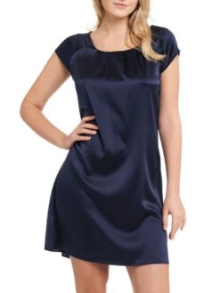 Seide Kurzarm Nachtkleid SEDUZIONE DI SETA Uni Von Gattina -Marlies Dekkers Verkaufsgeschäft nachtkleid seide navy dunkelblau 381423 seduzione di seta gattina 8
