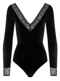 Langarm Samt-Body FLOQUI Schwarz Von Cadolle -Marlies Dekkers Verkaufsgeschäft samt body velours floqui noir 4086dj cadolle 2