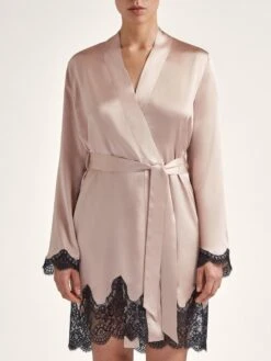 100% Seide Kimono TOI MON AMOUR Altrosa-schwarz Von Aubade -Marlies Dekkers Verkaufsgeschäft seide kimono qs65 sonate altrosa schwarz 2 toi moi amour aubade