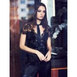 100% Seide Bluse FIONA Schwarz Von Marjolaine