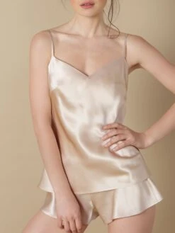 Seidentop 100% Seide ODON Satin Von Marjolaine -Marlies Dekkers Verkaufsgeschäft seide top odon sand soie unie marjolaine 2 1 2 1