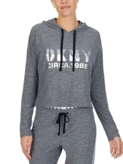 Kurz-Hoodie THE WARM UP Von DKNY Sleepwear -Marlies Dekkers Verkaufsgeschäft shirt 07 yi2022401 036 dark grey 0112 dkny 1