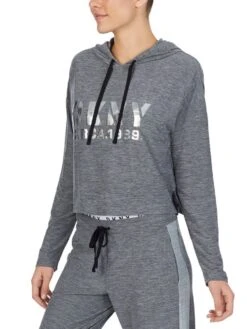 Kurz-Hoodie THE WARM UP Von DKNY Sleepwear -Marlies Dekkers Verkaufsgeschäft shirt 07 yi2022401 036 dark grey 0118 dkny 1 1