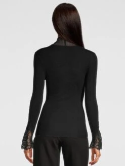 Merinowolle-Seide KRAGEN-SHIRT Gerippt Schwarz Von Oscalito -Marlies Dekkers Verkaufsgeschäft shirt langarm chantilly spitze schwarz 6644 oscalito 2