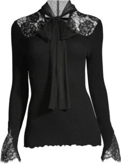 Merinowolle-Seide KRAGEN-SHIRT Gerippt Schwarz Von Oscalito -Marlies Dekkers Verkaufsgeschäft shirt langarm chantilly spitze schwarz 6644 oscalito 3