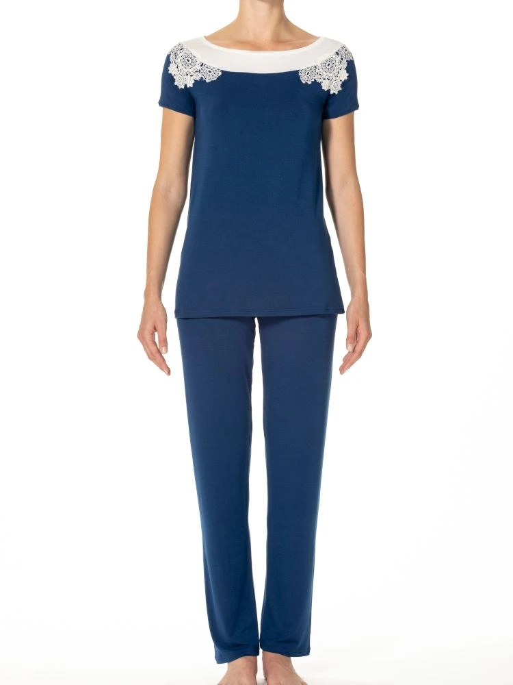 Sommer Pyjama CAMILLA Blau-weiß Aus Modal Von Imec 4 Sommer Pyjama CAMILLA Blau-weiß Aus Modal Von Imec – Bild 2