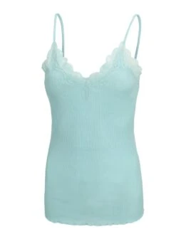 70% Seide 30% Baumwolle Träger-Top RIPP Von Eva B. Bitzer -Marlies Dekkers Verkaufsgeschäft spaghetti top crystal blue 27338213 jersey rip eva b bitzer