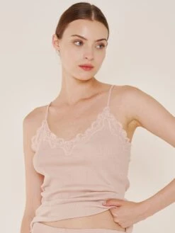 70% Seide 30% Baumwolle Träger-Top RIPP Von Eva B. Bitzer -Marlies Dekkers Verkaufsgeschäft spaghetti top rosecloud 27338213 jersey rip eva b bitzer 1