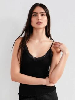 70% Seide 30% Baumwolle Träger-Top RIPP Von Eva B. Bitzer -Marlies Dekkers Verkaufsgeschäft spaghetti top schwarz 27338213 jersey rip eva b bitzer