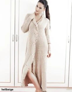 Morgenmantel FILU LANG Merino-Strick Von Paolucci -Marlies Dekkers Verkaufsgeschäft strickmantel filu lang hellbeige paolucci 1 1