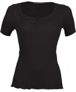 Merinowolle-Seide T-SHIRT Mit Spitze Von Artimaglia -Marlies Dekkers Verkaufsgeschäft t shirt wolle seide 67603mm schwarz artimaglia
