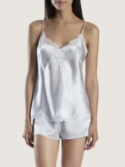 100% Seide Top SOIE D´AMOUR Mit Spitze Von Aubade -Marlies Dekkers Verkaufsgeschäft top seide silber ms38 soie d amour aubade 3 1