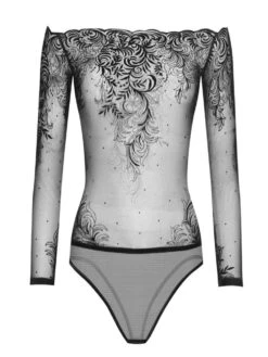 Langarm-Body ARABESQUE Tüll Schwarz Von Cadolle 11 Langarm-Body ARABESQUE Tüll Schwarz Von Cadolle -Marlies Dekkers Verkaufsgeschäft tuell body arabesque velours floque noir 4086dl cadolle 1