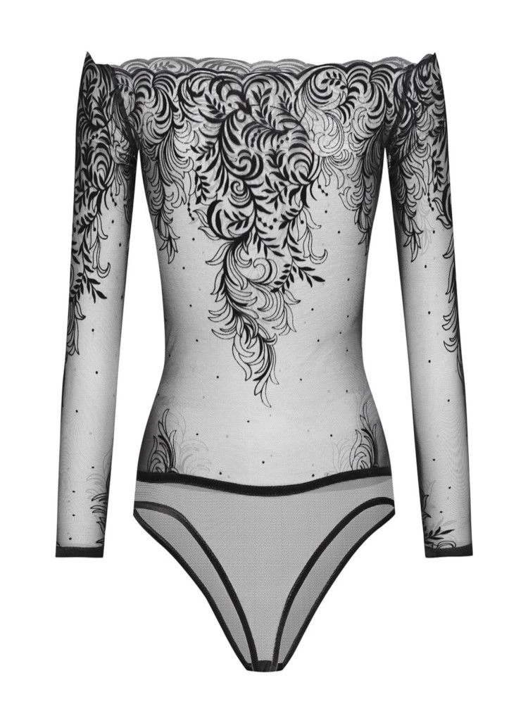 Langarm-Body ARABESQUE Tüll Schwarz Von Cadolle 8 Langarm-Body ARABESQUE Tüll Schwarz Von Cadolle – Bild 6