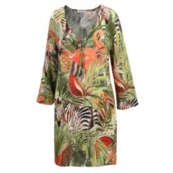 Viscose Tunika ZEBRA IN PARADISE Apricot Grün Von Fürstenberg