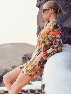 Viscose Tunika ZEBRA IN PARADISE Apricot Grün Von Fürstenberg -Marlies Dekkers Verkaufsgeschäft tunika pfirsich bunt 243 31605 fuerstenberg