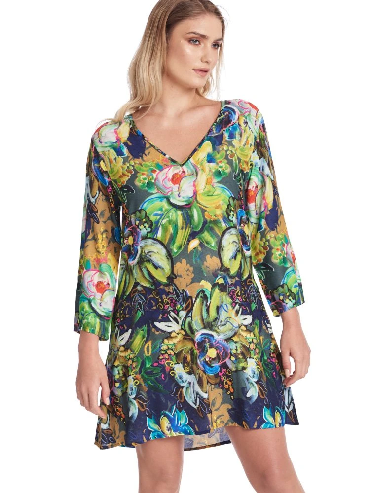 Viscose Tunika FLORENCE Grün-bunt Von Gattina 4 Viscose Tunika FLORENCE Grün-bunt Von Gattina – Bild 2