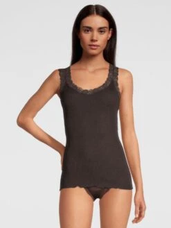 Merinowolle-Seide Unterhemd Gerippt Mit Calais Spitze Von Oscalito -Marlies Dekkers Verkaufsgeschäft unterhemd camisole leavers spitze basic moka 3410 oscalito 2