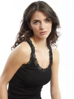 Merinowolle-Seide Unterhemd Gerippt Mit Calais Spitze Von Oscalito -Marlies Dekkers Verkaufsgeschäft unterhemd camisole leavers spitze basic schwarz 3410 oscalito 4