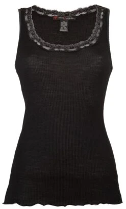 Merinowolle-Seide UNTERHEMD Gerippt Mit Spitze Von Artimaglia -Marlies Dekkers Verkaufsgeschäft unterhemd wolle seide 30202 sl schwarz artimaglia 2