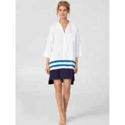 Viscose Sleepshirt ESCAPE Weiß-blau Von Donna Karan Sleepwear