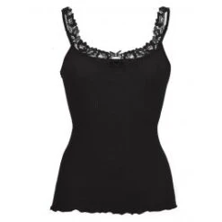 Merinowolle-Seide TRÄGER-TOP Mit Spitze Von Artimaglia